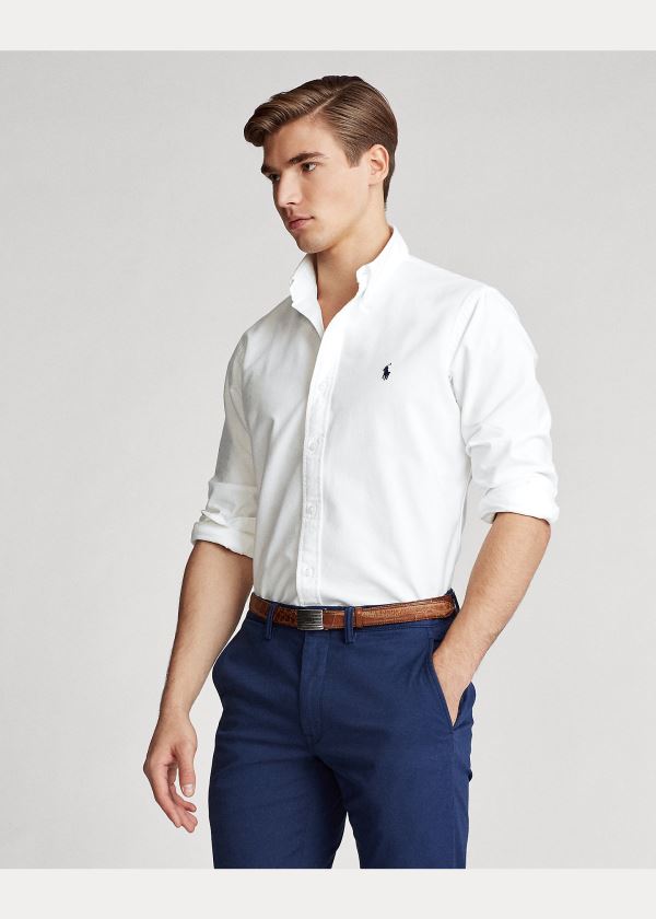 Ralph Lauren Garment-Dyed Oxford Shirt Bílé | BXQVEwAU