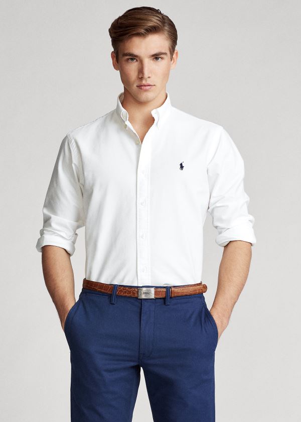 Ralph Lauren Garment-Dyed Oxford Shirt Bílé | BXQVEwAU