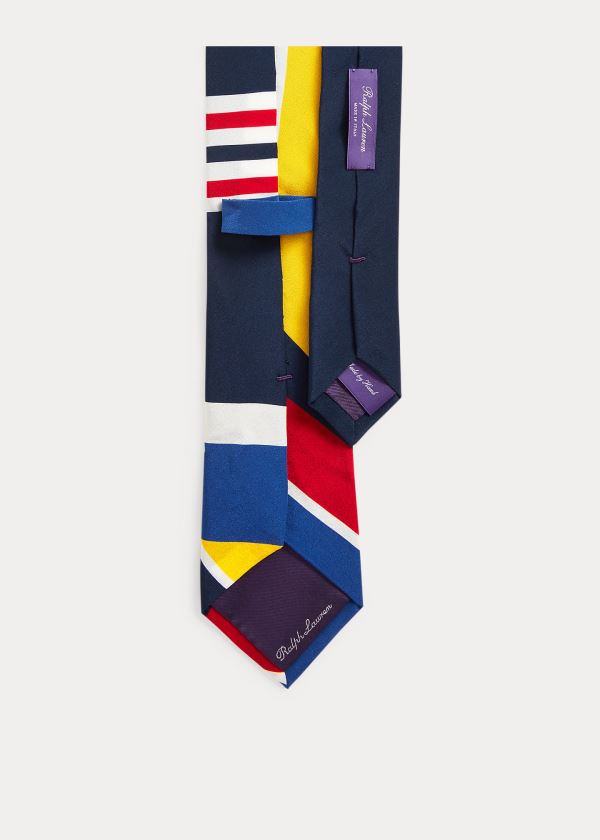 Ralph Lauren Geometric-Print Silk Tie Tmavě Blankyt Červené Zelene Žluté | pgGR1boi