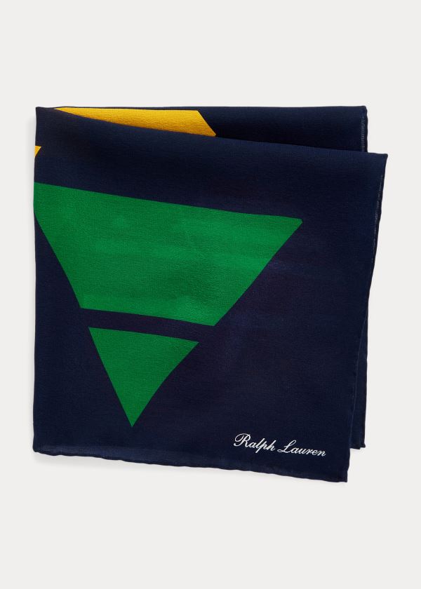 Ralph Lauren Geometric Silk Pocket Square Tmavě Blankyt Červené Zelene Žluté | 4O9X91bv