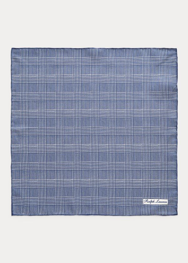 Ralph Lauren Glen Plaid Silk Pocket Square Tmavě Blankyt Bílé | Ik0JOgHD