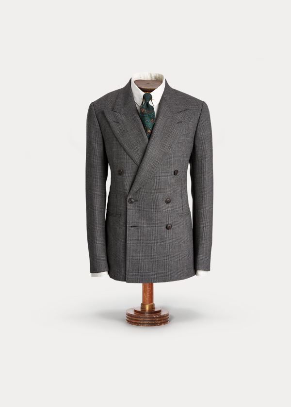 Ralph Lauren Glen Plaid Wool Suit Jacket Černé Šedé | tuheeiui