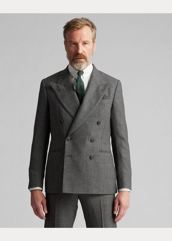 Ralph Lauren Glen Plaid Wool Suit Jacket Černé Šedé | tuheeiui