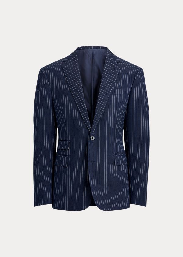 Ralph Lauren Gregory Pinstripe Suit Jacket Tmavě Blankyt Krém | YyKLp5s2