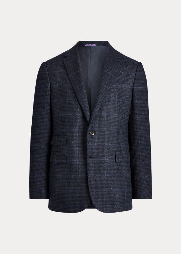 Ralph Lauren Gregory Plaid Wool Suit Jacket Tmavě Blankyt Blankyt | zW3l3MiQ