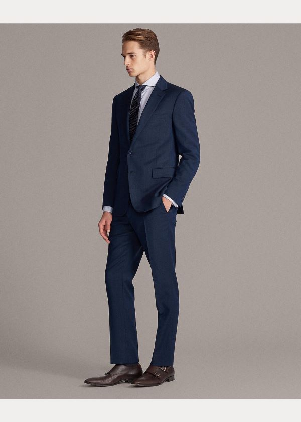 Ralph Lauren Gregory Stretch Birdseye Suit Královská Modrá Blankyt Černé | k41rNKeC