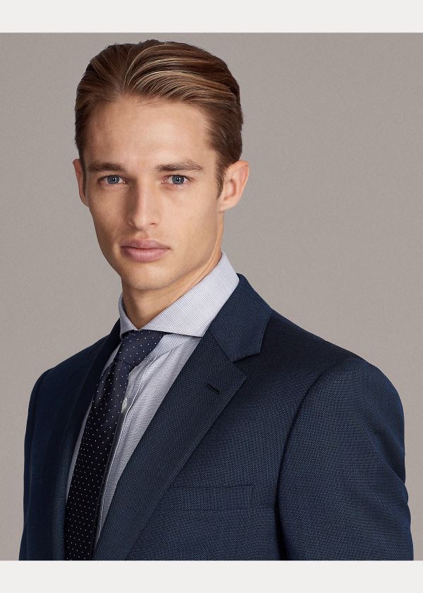 Ralph Lauren Gregory Stretch Birdseye Suit Královská Modrá Blankyt Černé | k41rNKeC