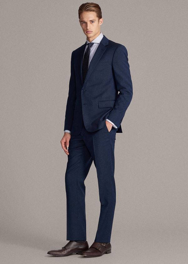 Ralph Lauren Gregory Stretch Birdseye Suit Královská Modrá Blankyt Černé | k41rNKeC