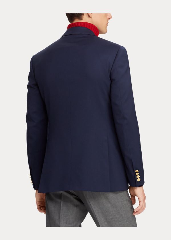 Ralph Lauren Gregory Wool Peak-Lapel Blazer Tmavě Blankyt | g48oR4tr