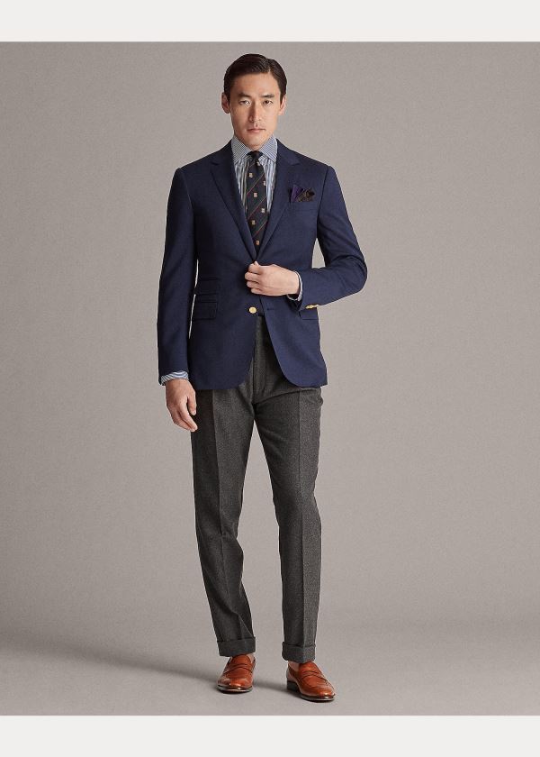 Ralph Lauren Gregory Wool Serge Blazer Tmavě Blankyt | WlemCCdH