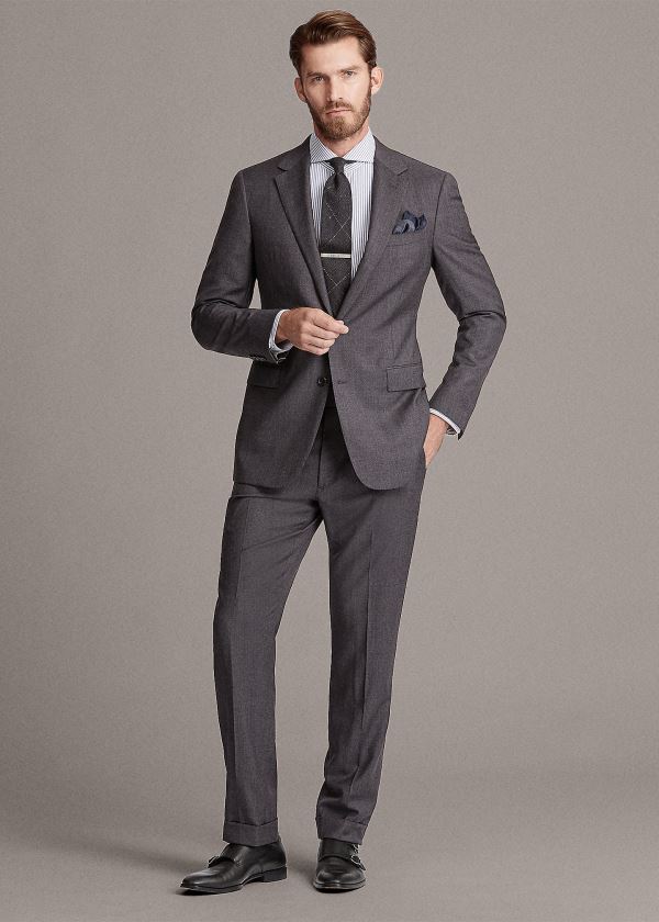 Ralph Lauren Gregory Wool Sharkskin Suit Tmavě Šedé | IWfAa3XI