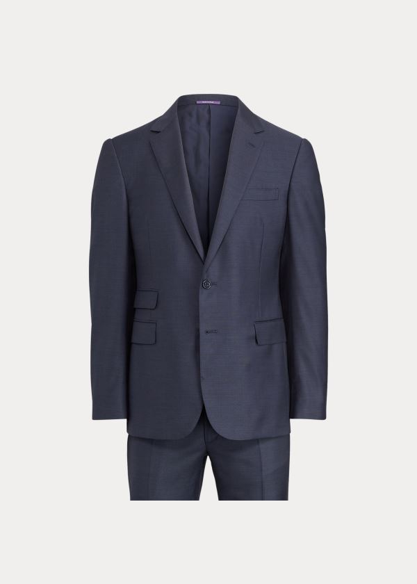 Ralph Lauren Gregory Wool Sharkskin Suit Tmavě Blankyt | YEdmcpcZ