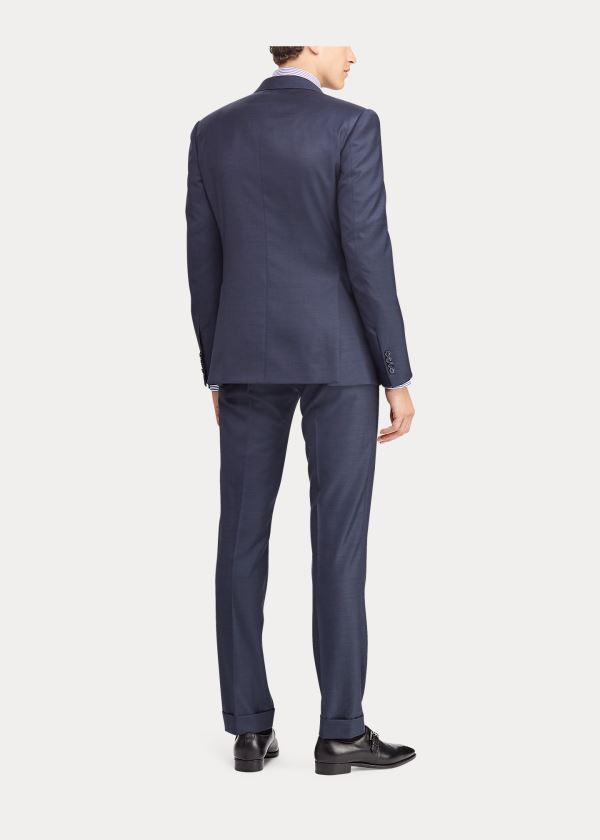 Ralph Lauren Gregory Wool Sharkskin Suit Tmavě Blankyt | YEdmcpcZ