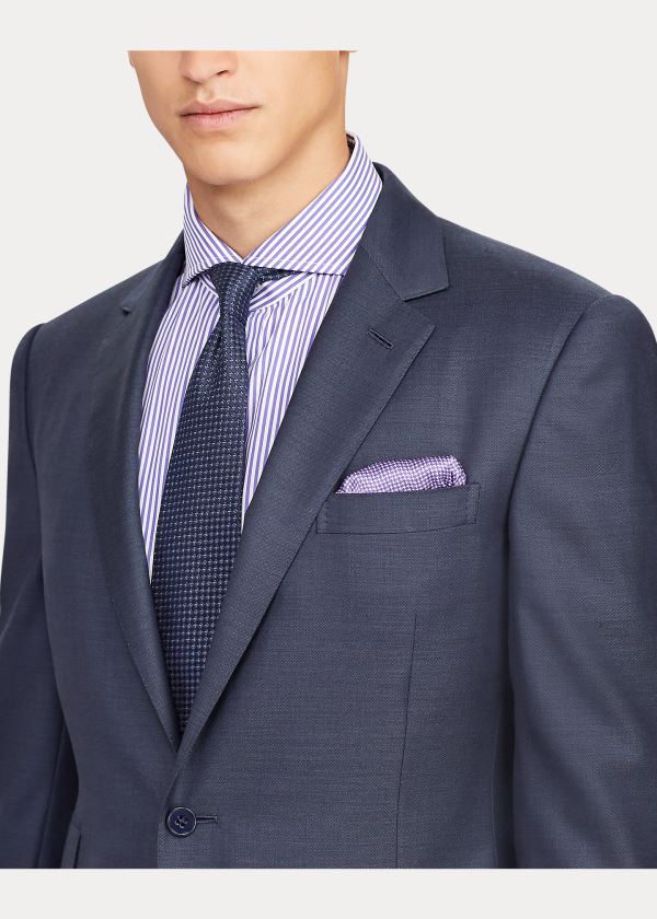 Ralph Lauren Gregory Wool Sharkskin Suit Tmavě Blankyt | YEdmcpcZ