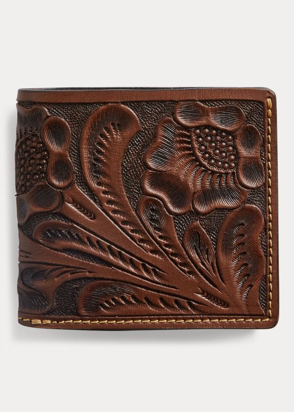 Ralph Lauren Hand-Tooled Læder Billfold Hnědé | ZFanLwV2