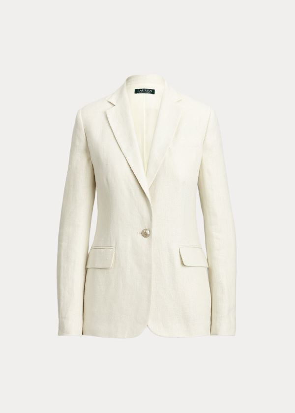 Ralph Lauren Herringbone Linen Blazer Krém | 0mHkhtST