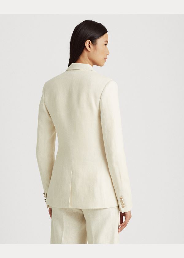 Ralph Lauren Herringbone Linen Blazer Krém | 0mHkhtST