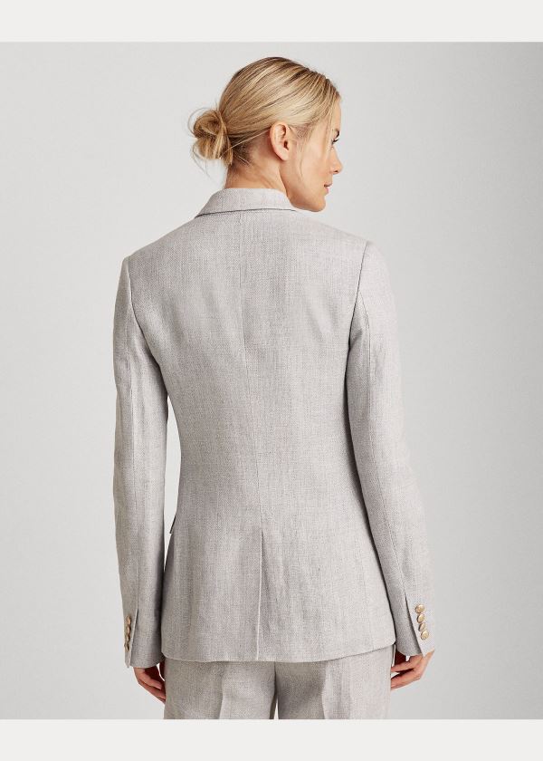 Ralph Lauren Herringbone Linen Blazer Světle Blankyt | Hw62Etr1