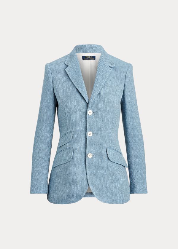 Ralph Lauren Herringbone Linen-Blend Blazer Světle Blankyt | D2DqjZsJ