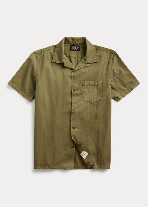 Ralph Lauren Herringbone Twill Camp Shirt Olivy Zelené | lMKUkJI3