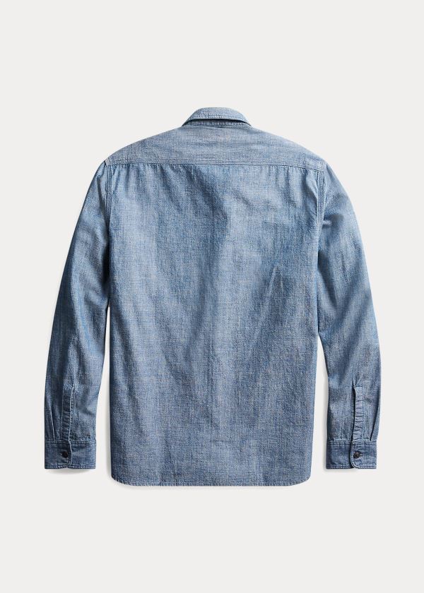 Ralph Lauren Indigo Chambray Workshirt Tmavě Blankyt Blankyt Světle Modré | dbhxA6aa