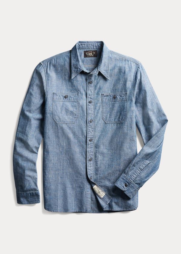 Ralph Lauren Indigo Chambray Workshirt Tmavě Blankyt Blankyt Světle Modré | dbhxA6aa