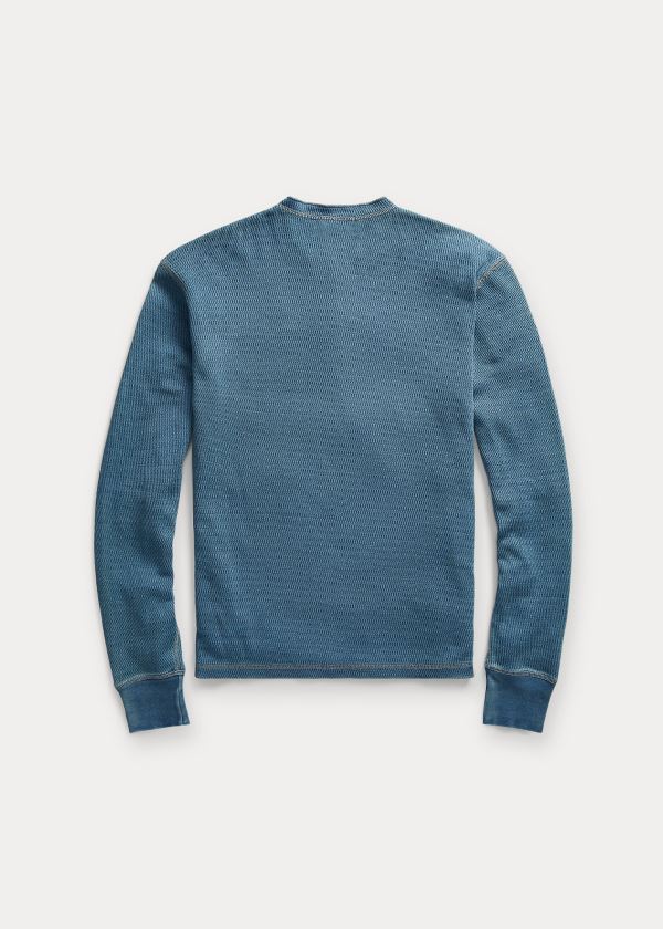 Ralph Lauren Indigo Jacquard-Knit Henley Indigo Blankyt Blankyt Světle Modré | IQ4FyEXb