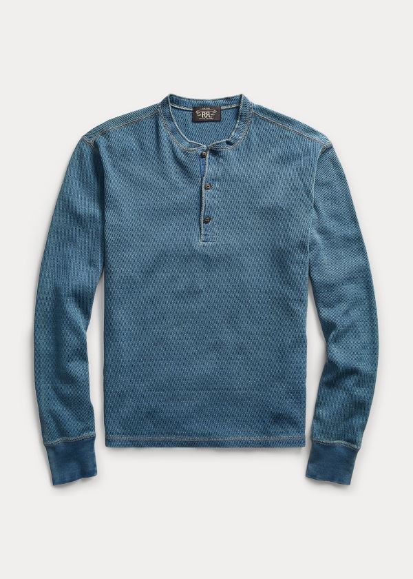 Ralph Lauren Indigo Jacquard-Knit Henley Indigo Blankyt Blankyt Světle Modré | IQ4FyEXb