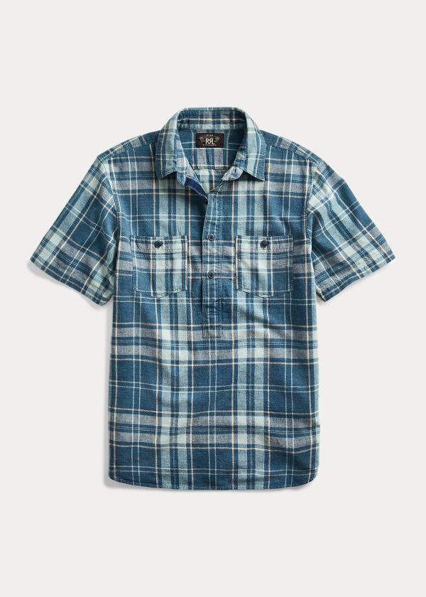 Ralph Lauren Indigo Plaid Popover Shirt Tmavě Indigo Indigo | 8mRsa2eI