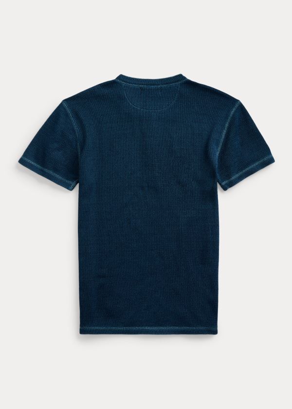 Ralph Lauren Indigo Waffle-Knit Henley Blankyt Indigo | bMsl8bd9