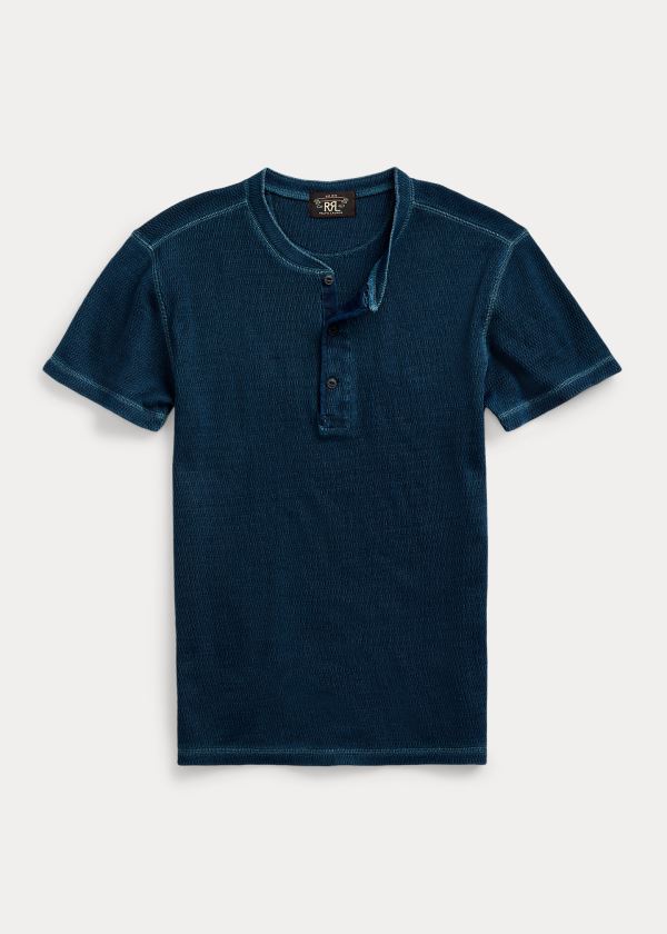 Ralph Lauren Indigo Waffle-Knit Henley Blankyt Indigo | bMsl8bd9