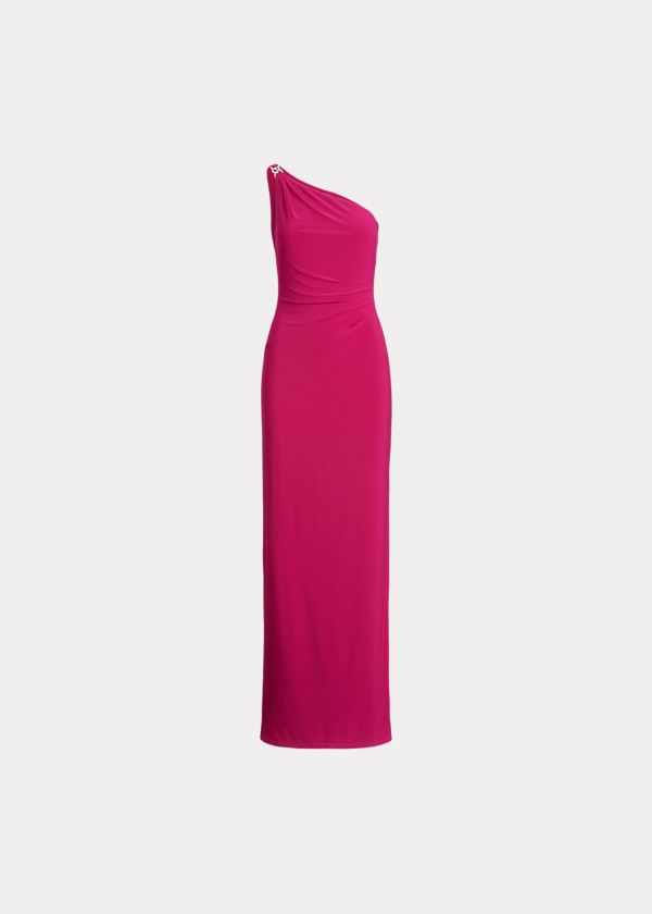 Ralph Lauren Jersey One-Shoulder Gown Světle Fuchsie | 0SYMyBcn