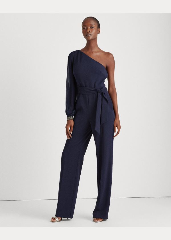 Ralph Lauren Jersey One-Shoulder Jumpsuit Tmavě Blankyt | 6fgLmdxw