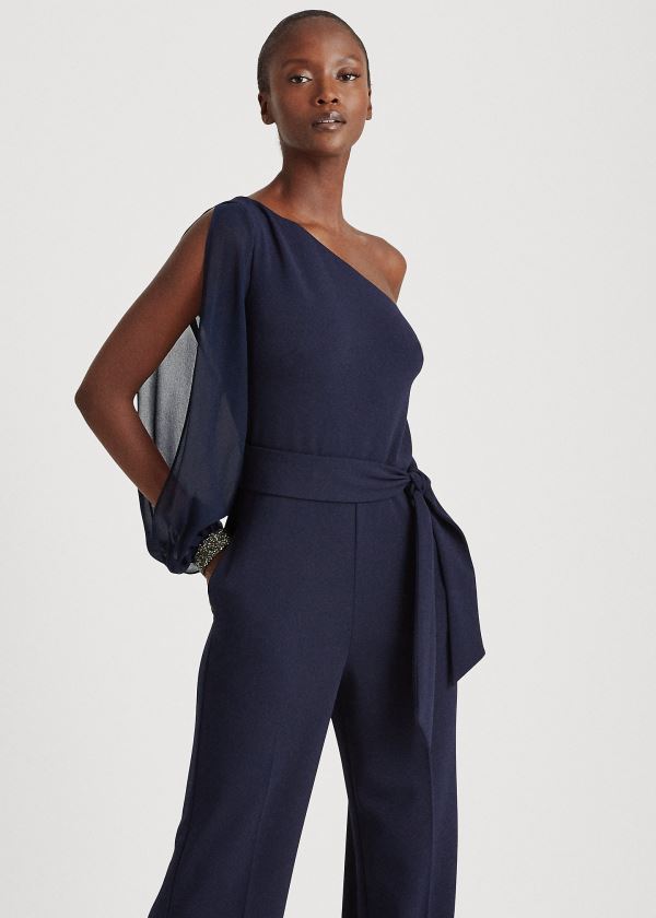 Ralph Lauren Jersey One-Shoulder Jumpsuit Tmavě Blankyt | 6fgLmdxw