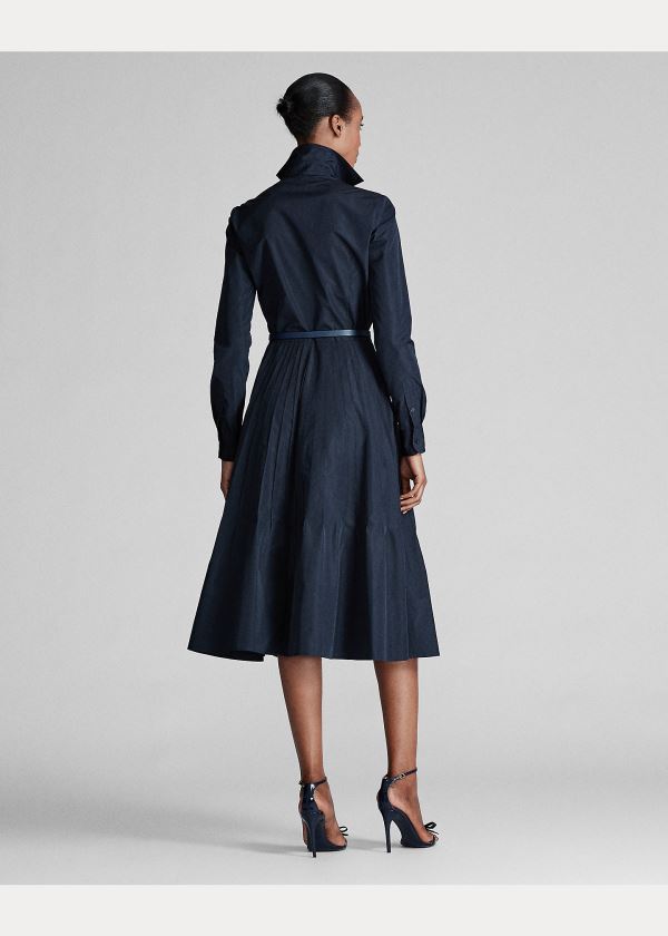 Ralph Lauren Karly Taffeta Shirtdress Světle Tmavě Blankyt | hGOZ3pS2