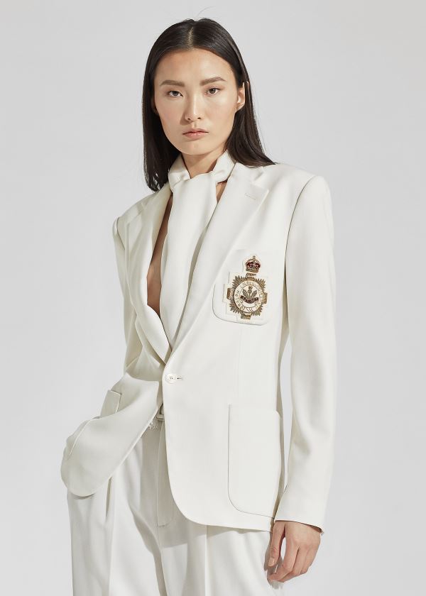 Ralph Lauren Katherine Wool Crepe Jacket Krém | wDnLarEe