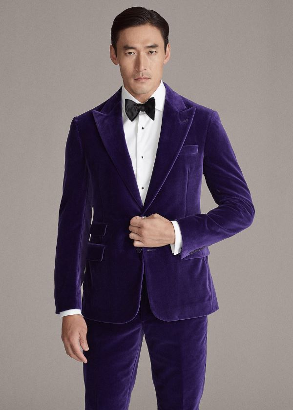 Ralph Lauren Kent Velvet Dinner Jacket Fialové | YkPD7mqb