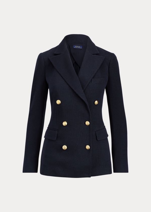 Ralph Lauren Knit Double-Breasted Blazer Tmavě Blankyt | gRIWT1Jg