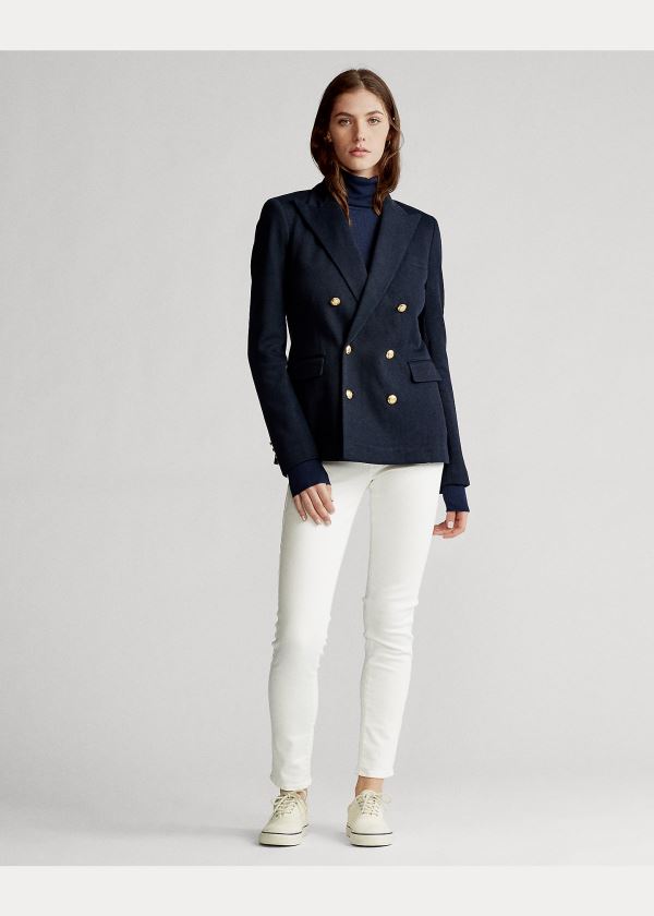 Ralph Lauren Knit Double-Breasted Blazer Tmavě Blankyt | gRIWT1Jg