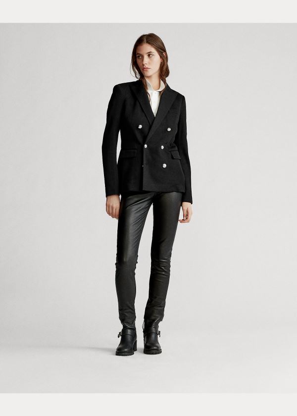 Ralph Lauren Knit Double-Breasted Blazer Černé | zP5JoiIx