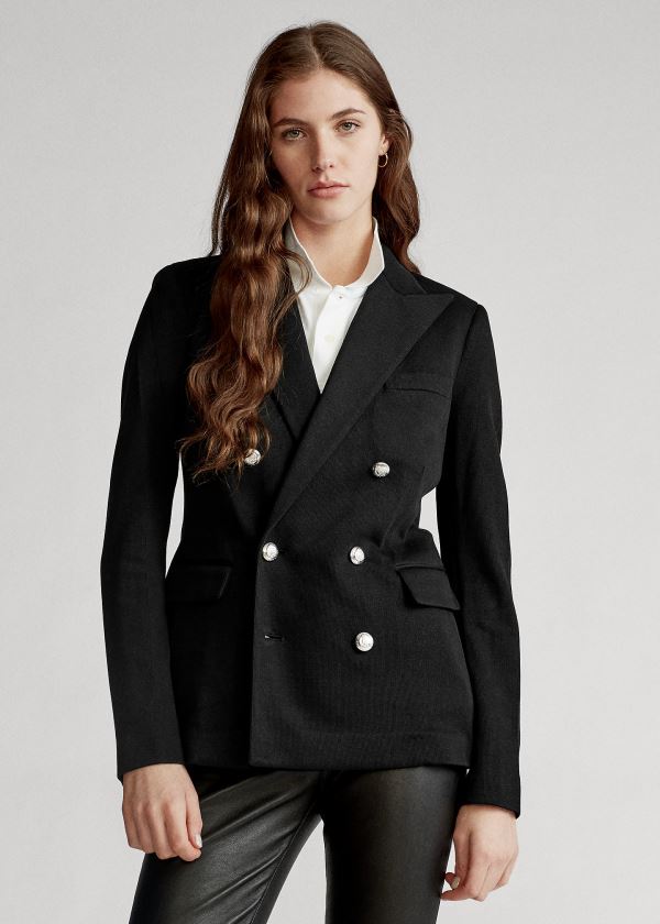 Ralph Lauren Knit Double-Breasted Blazer Černé | zP5JoiIx