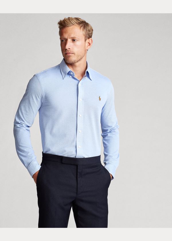 Ralph Lauren Knit Oxford Shirt Blankyt Bílé | bXskktvo