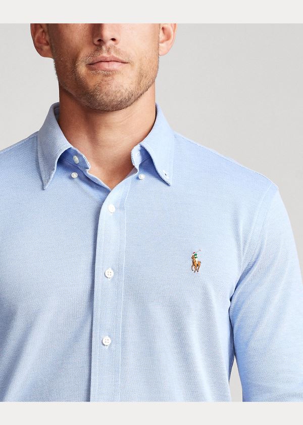 Ralph Lauren Knit Oxford Shirt Blankyt Bílé | bXskktvo