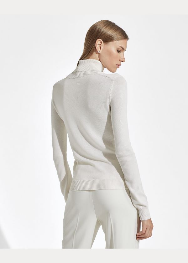 Ralph Lauren Lacquered Turtleneck Svetrové Krém | Qssgo2Nq