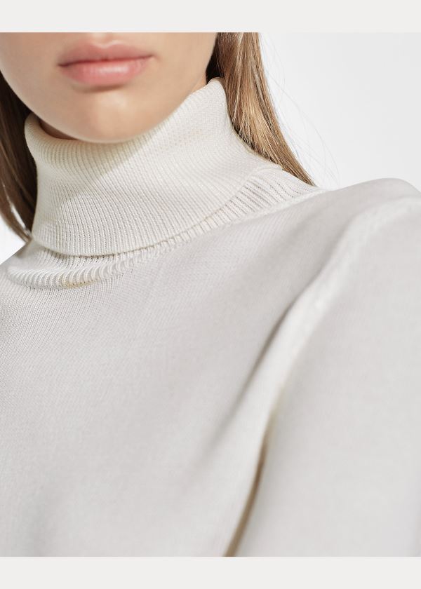 Ralph Lauren Lacquered Turtleneck Svetrové Krém | Qssgo2Nq