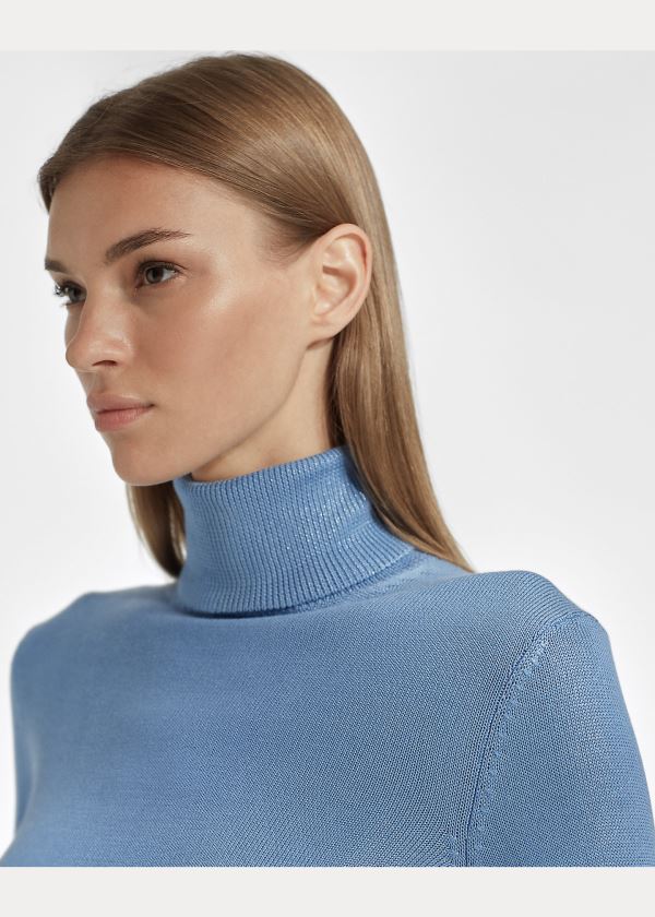 Ralph Lauren Lacquered Turtleneck Svetrové Blankyt | d7JvBj21