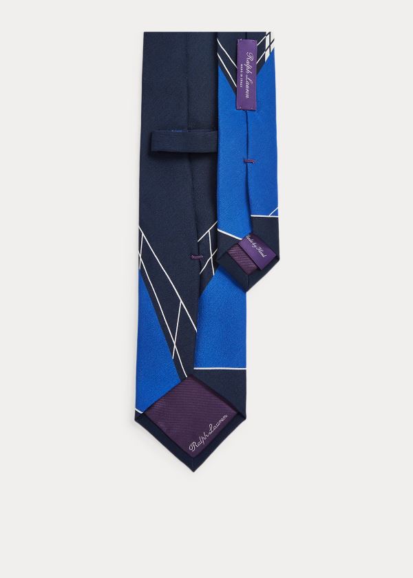 Ralph Lauren Lighthouse-Print Silk Tie Tmavě Blankyt | 9h1uwUd2