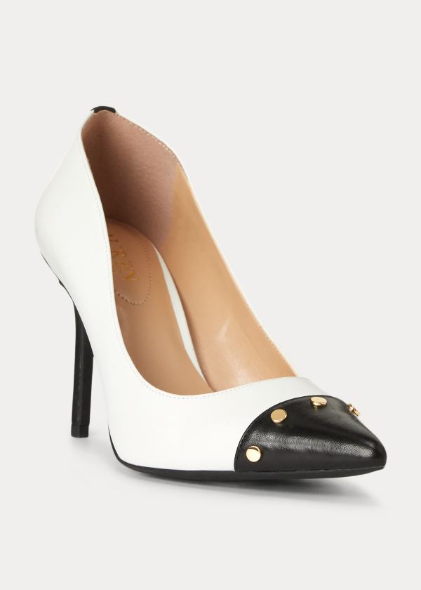 Ralph Lauren Lindella Læder Pump Bílé Černé | 2oRB2Coz