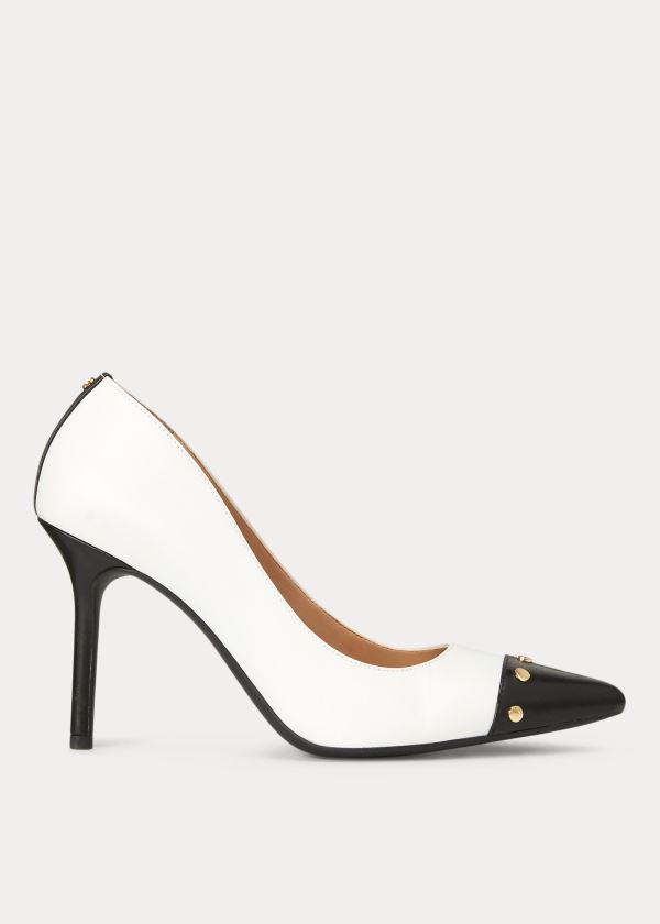 Ralph Lauren Lindella Læder Pump Bílé Černé | 2oRB2Coz