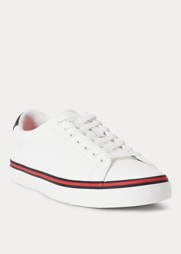 Ralph Lauren Longwood Læder Sneakers Bílé Červené | 86j6ReCj